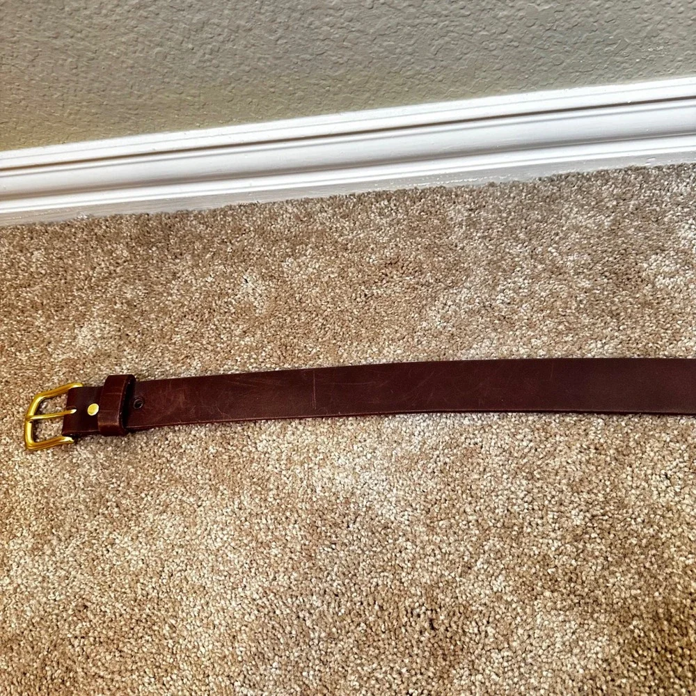 Flint and Tinder 36 Mens Leather Belt Brown Solid Brass Buckle Made in USA